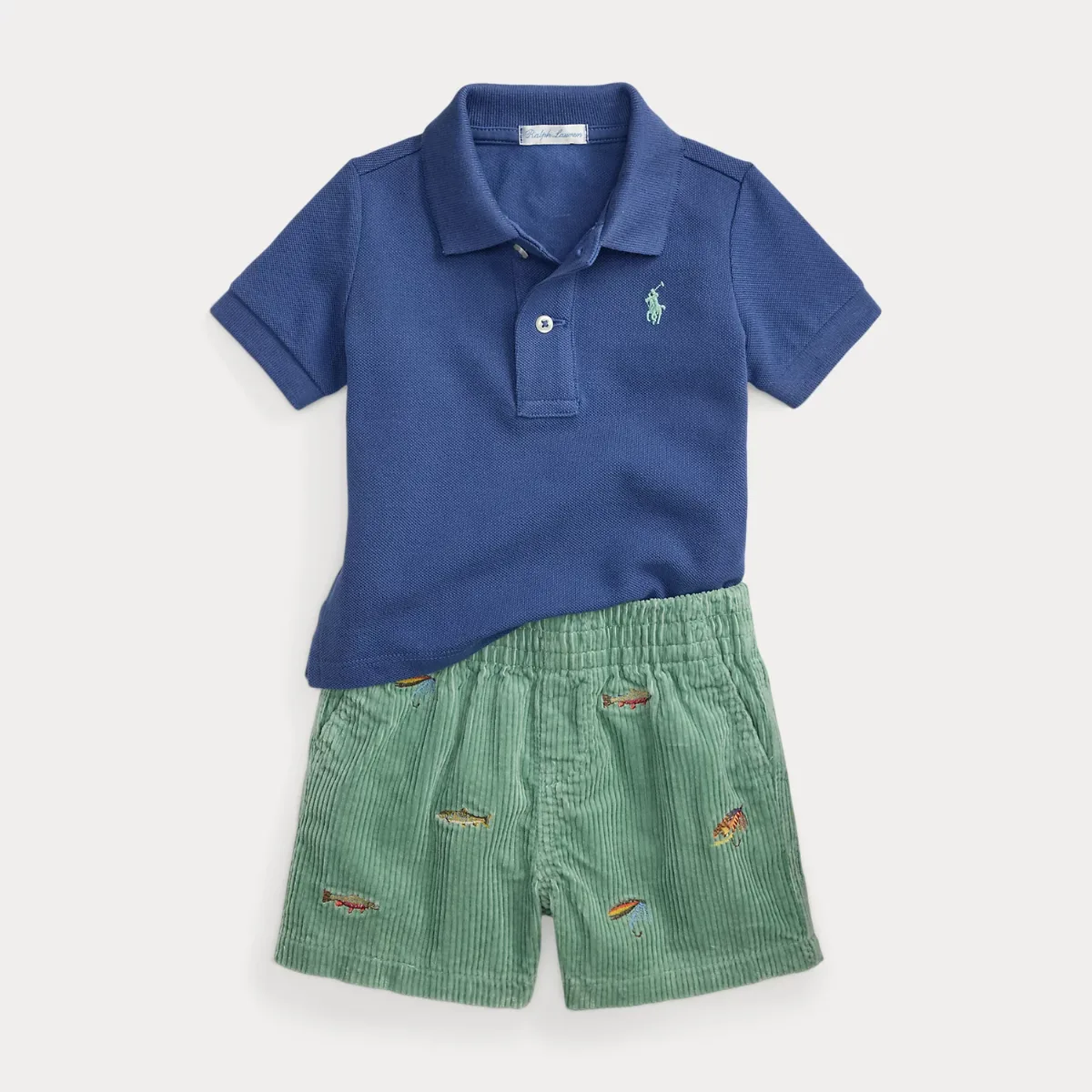 Cotton Mesh Polo Shirt & Corduroy Short by Ralph Lauren