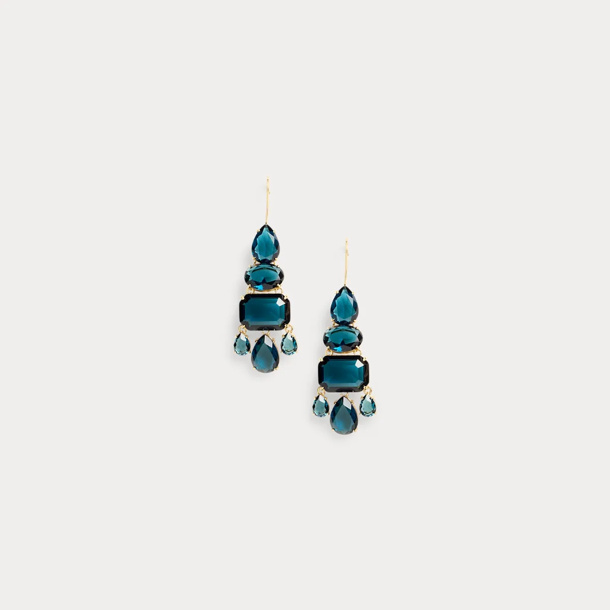Gold-Plated Stone Chandelier Earrings