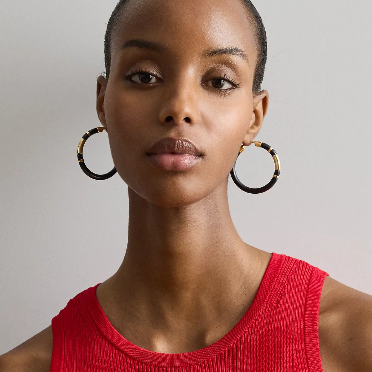 Gold-Plated & Resin Logo Hoop Earrings by Ralph Lauren