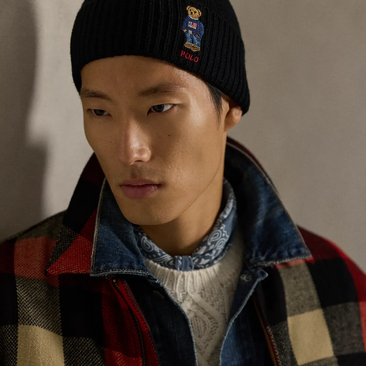 Bear Rib-Knit Beanie by Ralph Lauren