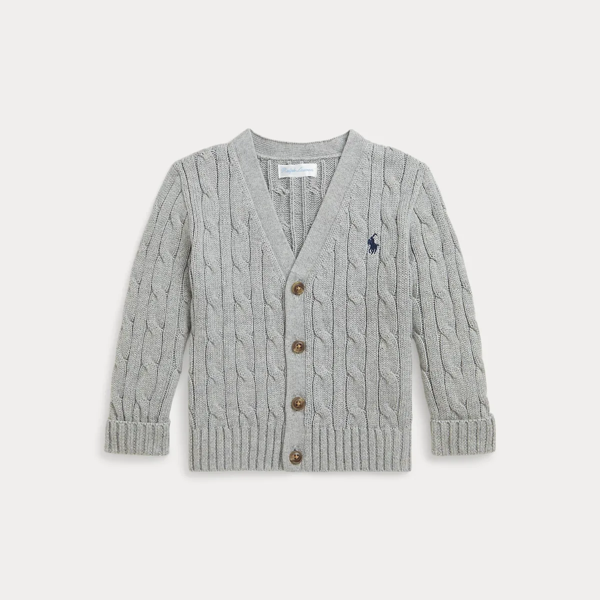 Cable-Knit Cotton V-Neck Cardigan by Ralph Lauren
