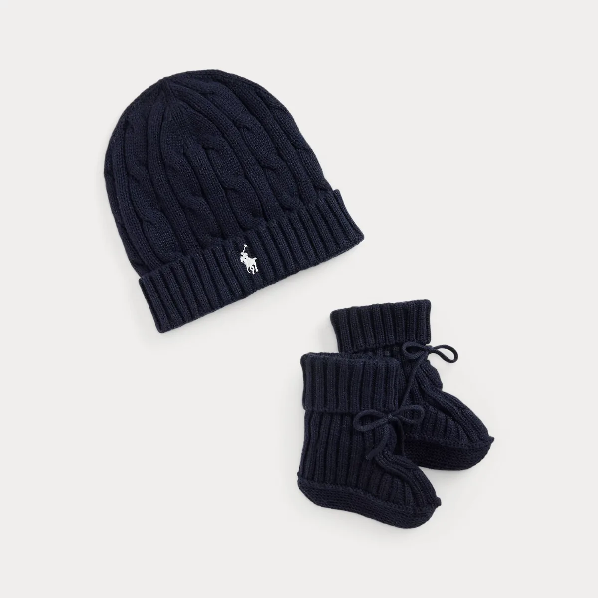 Cable-Knit Cotton Beanie & Bootie Set by Ralph Lauren