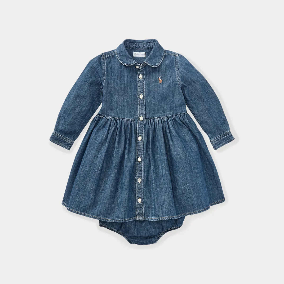 Shirred Denim Shirtdress & Bloomer by Ralph Lauren