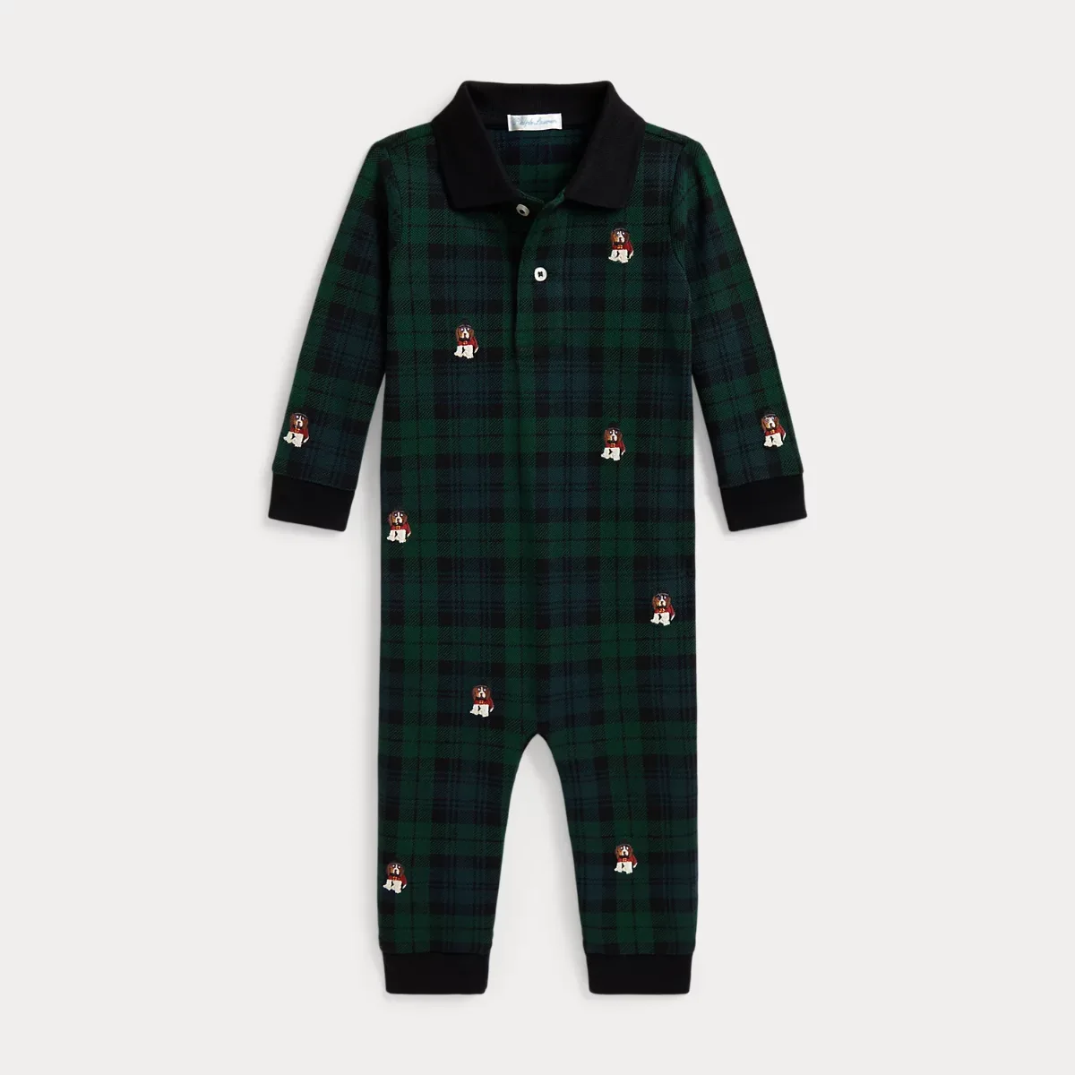 Dog-Embroidered Cotton Mesh Coverall by Ralph Lauren