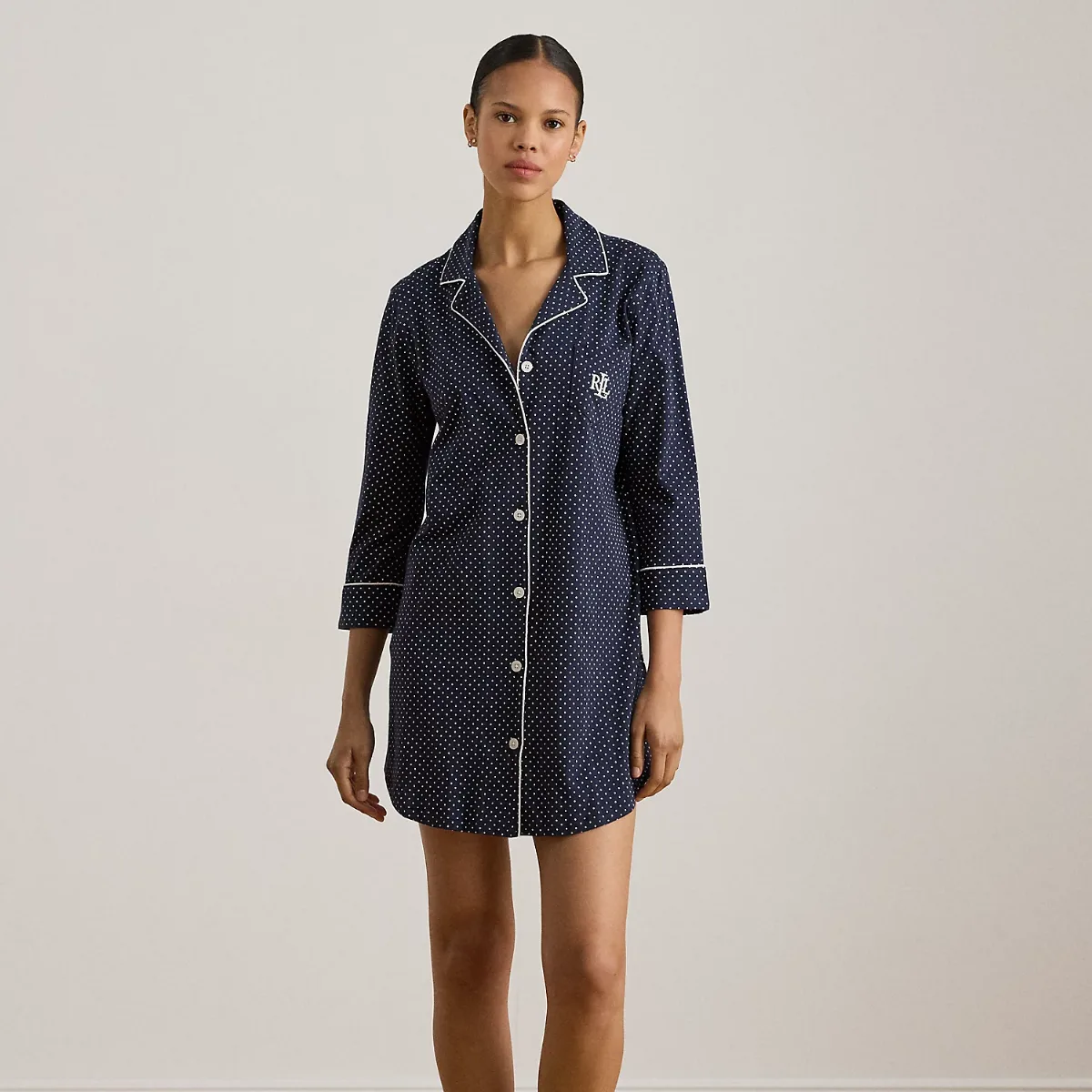 Polka-Dot Cotton Sleep Shirt by Ralph Lauren
