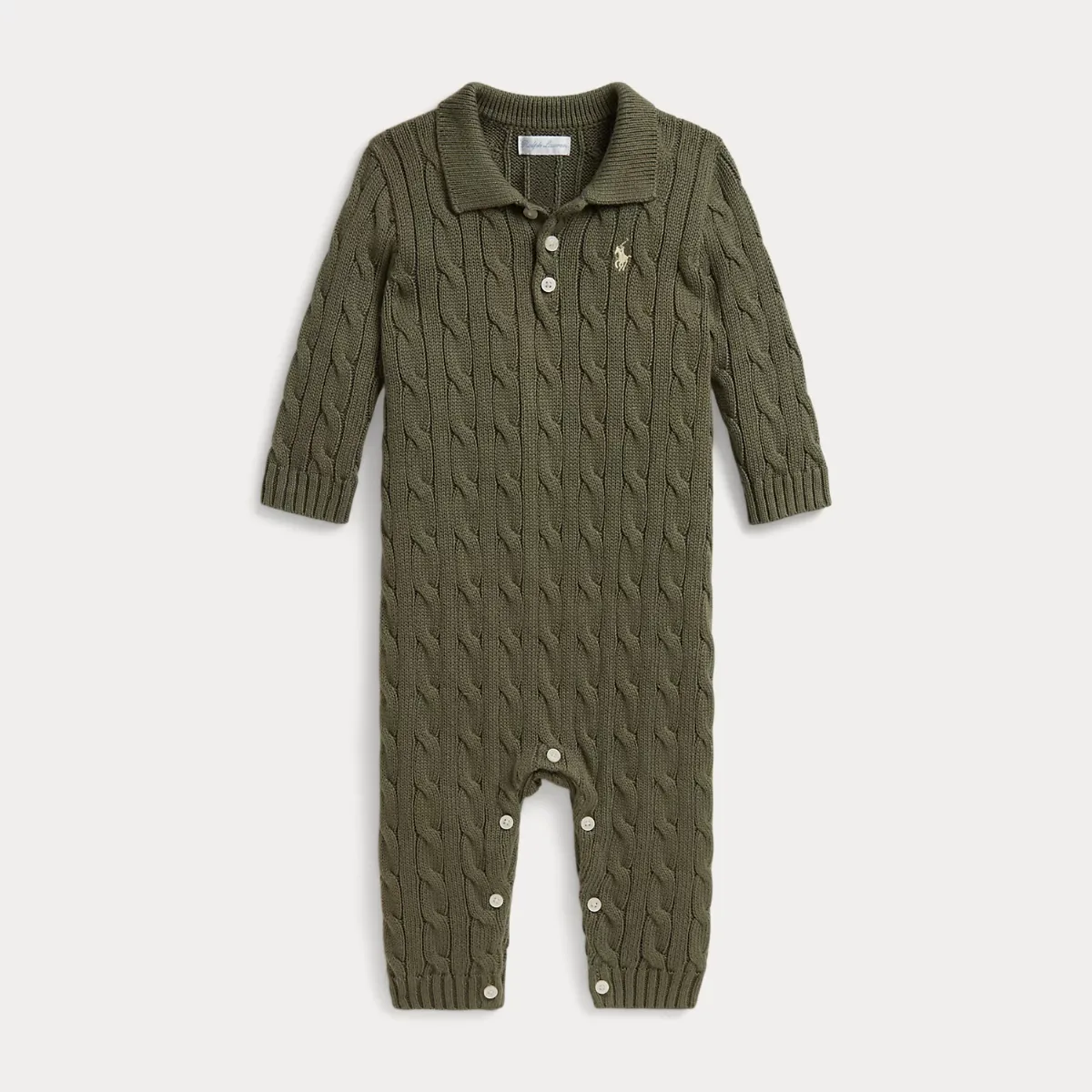 Cable-Knit Cotton Polo Coverall by Ralph Lauren