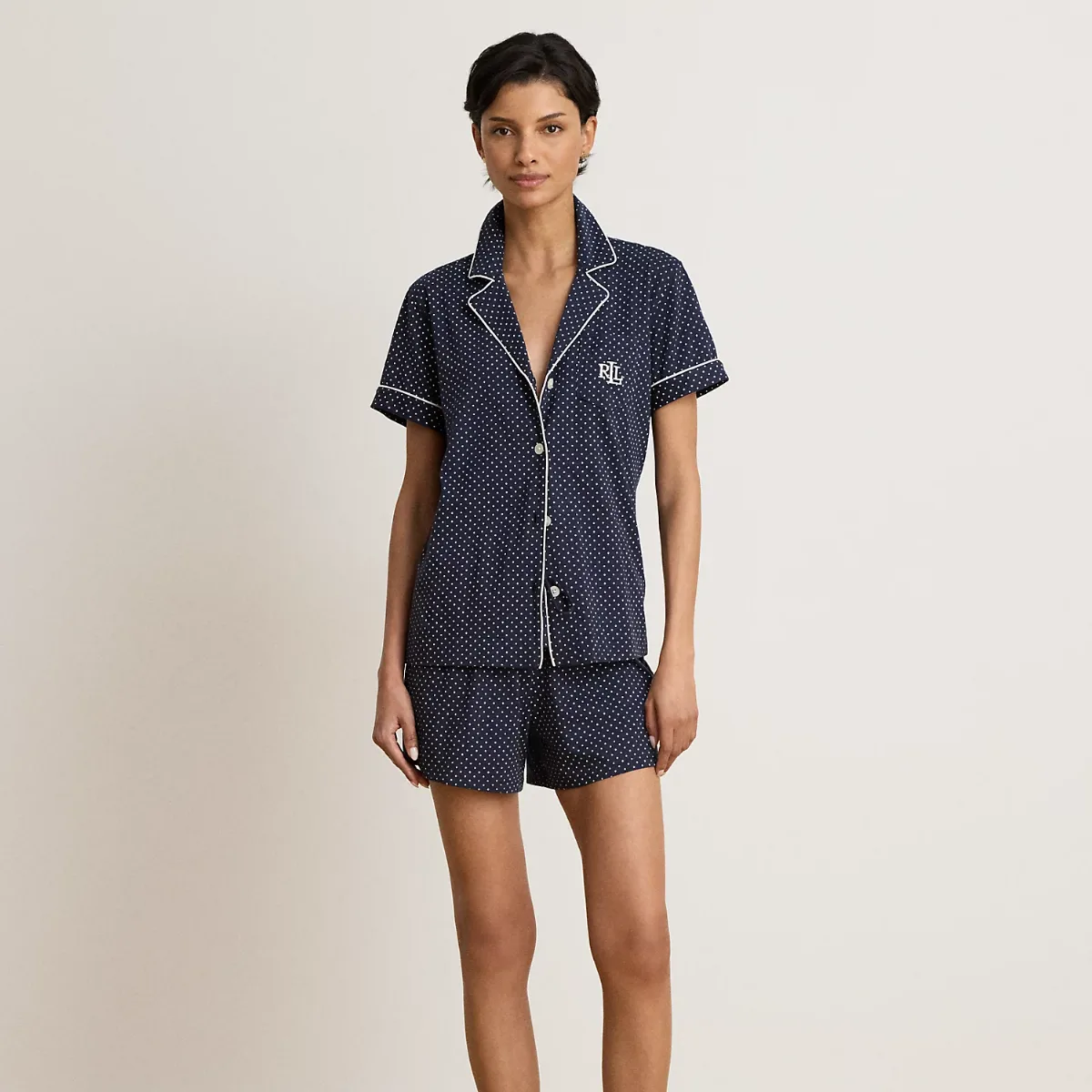 Polka-Dot Cotton Jersey Boxer Sleep Set by Ralph Lauren