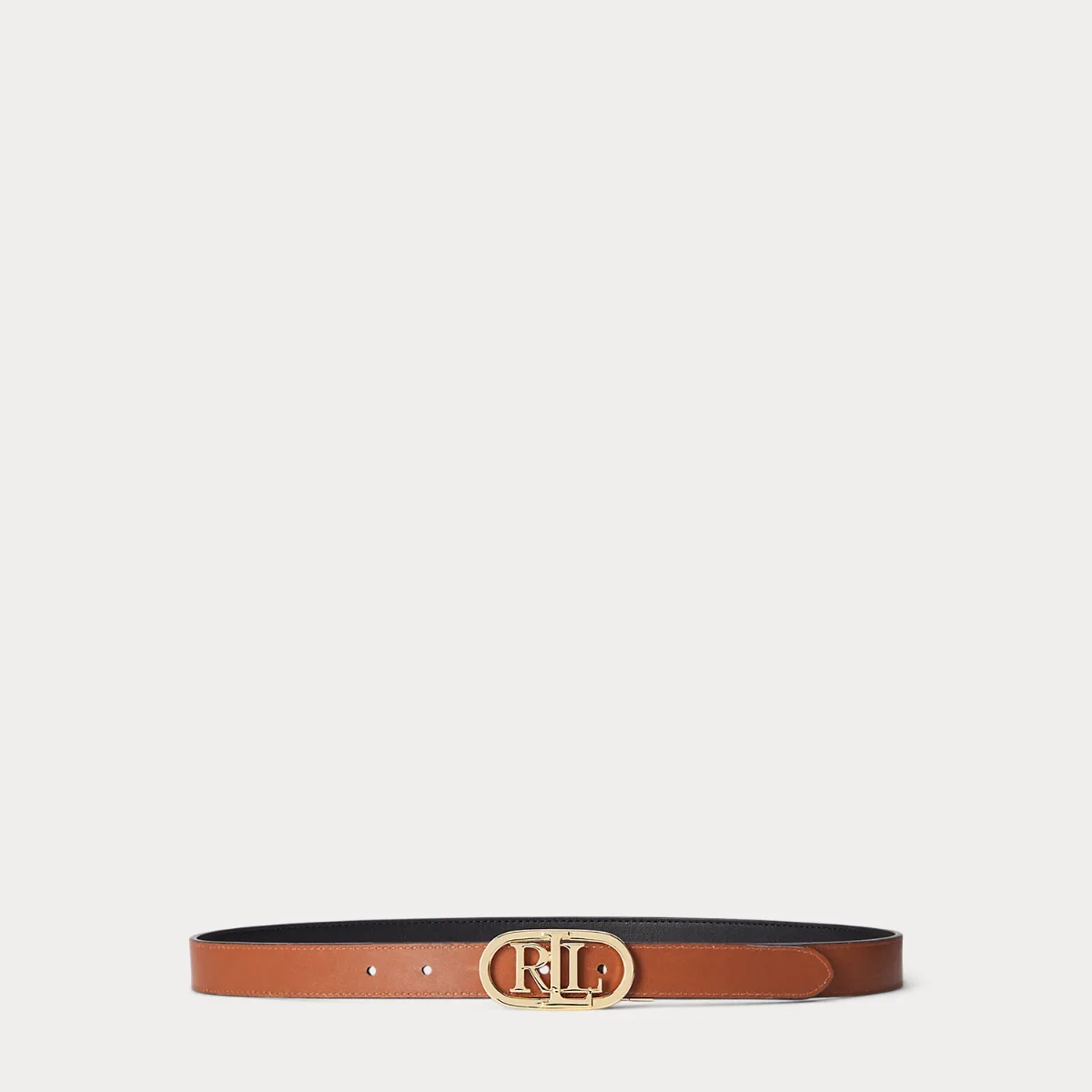 Oval-Logo Reversible Leather Skinny Belt by Ralph Lauren