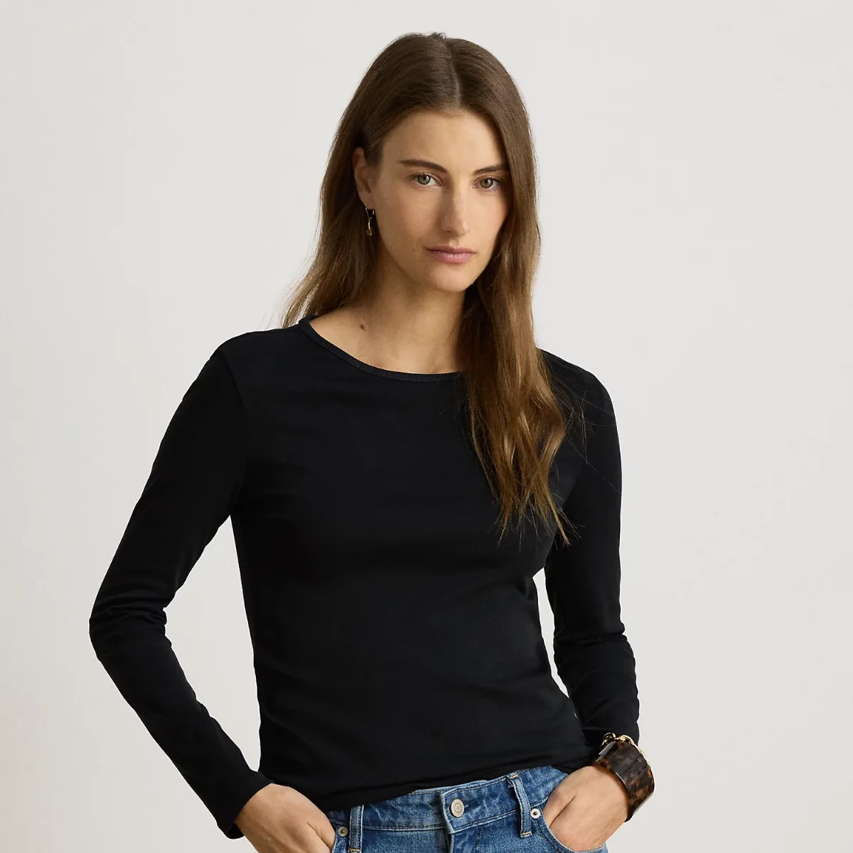 Stretch Cotton Long-Sleeve Tee
