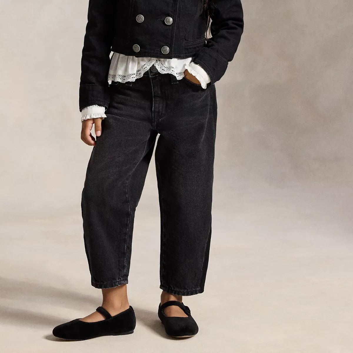 Curved Tapered Cotton Denim Jean by Ralph Lauren