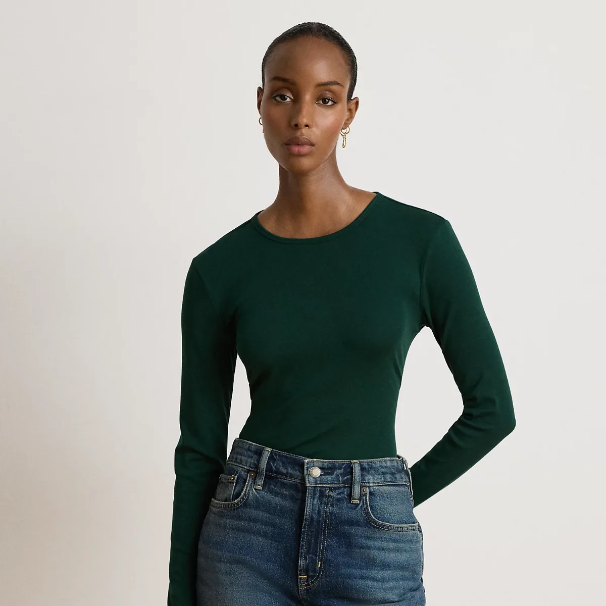 Stretch Cotton Long-Sleeve Tee