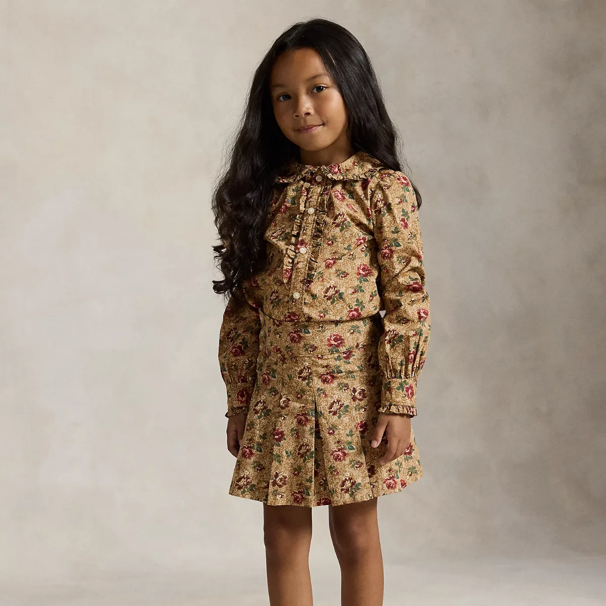 Floral Pleated Cotton Poplin Skirt by Ralph Lauren