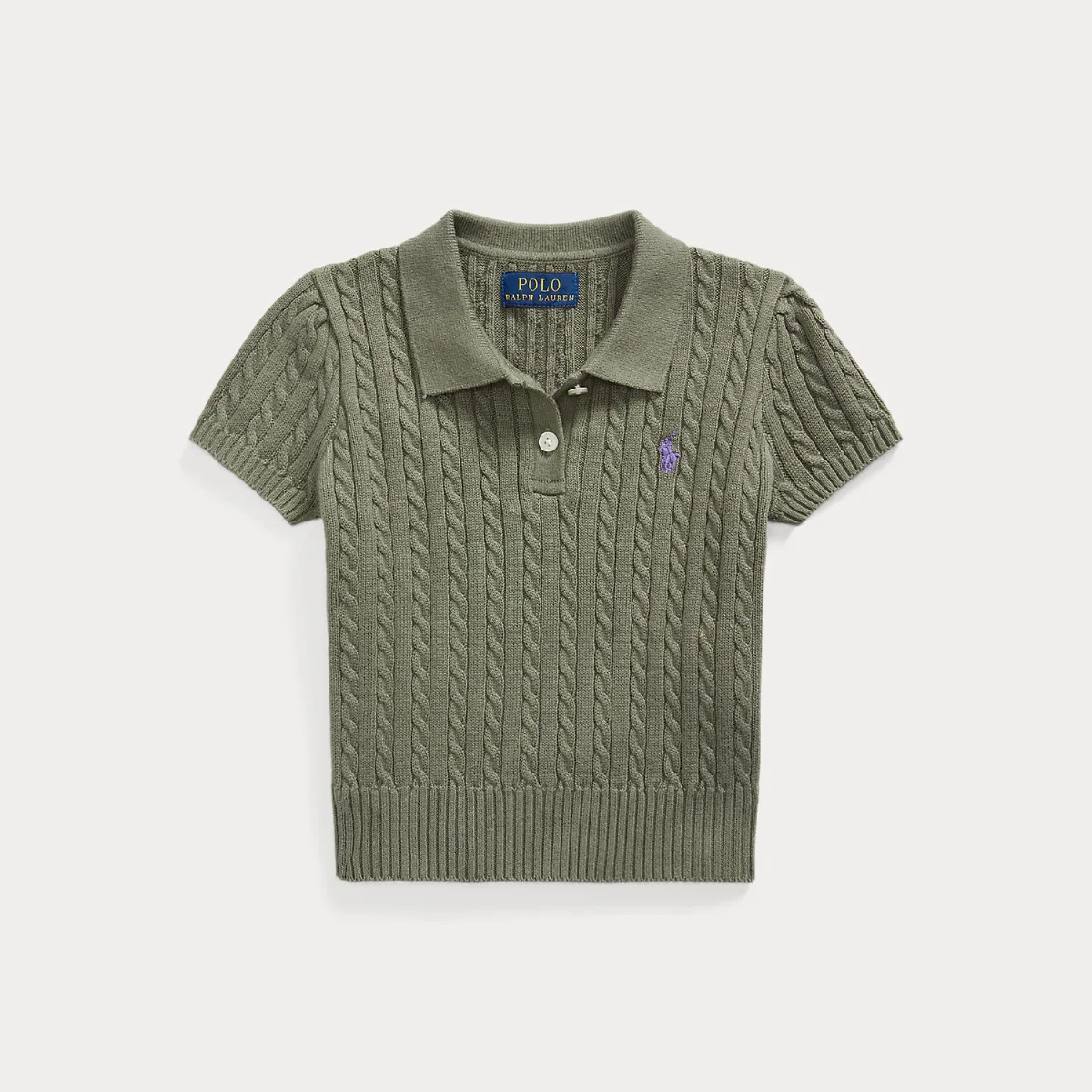 Mini-Cable Cotton Polo Sweater by Ralph Lauren
