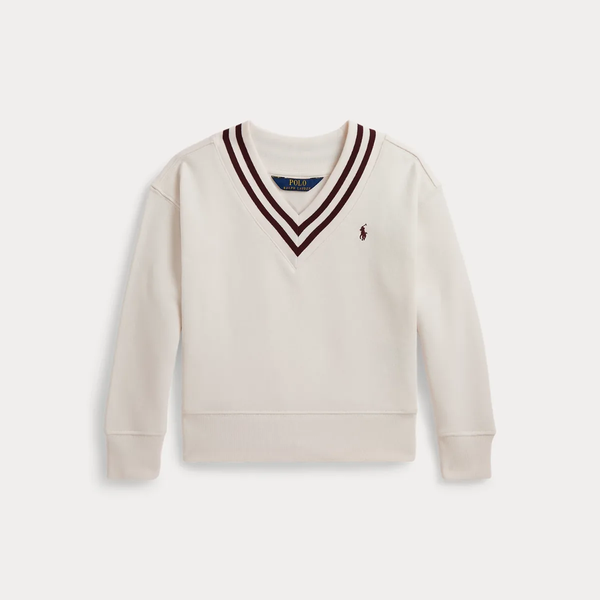 Striped Fleece V-Neck Sweatshirt by Ralph Lauren