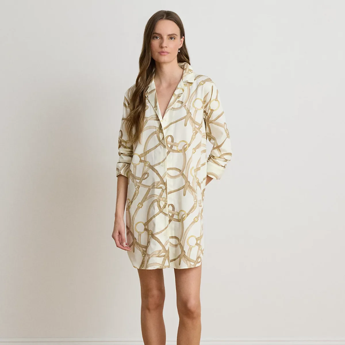 Belting-Print Sateen Sleep Shirt by Ralph Lauren