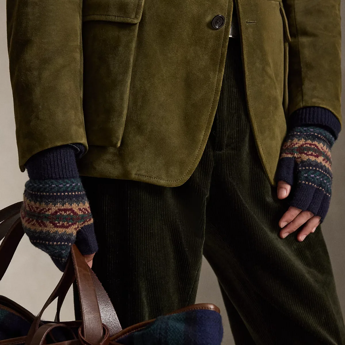 Fair Isle Wool-Blend Fingerless Gloves by Ralph Lauren