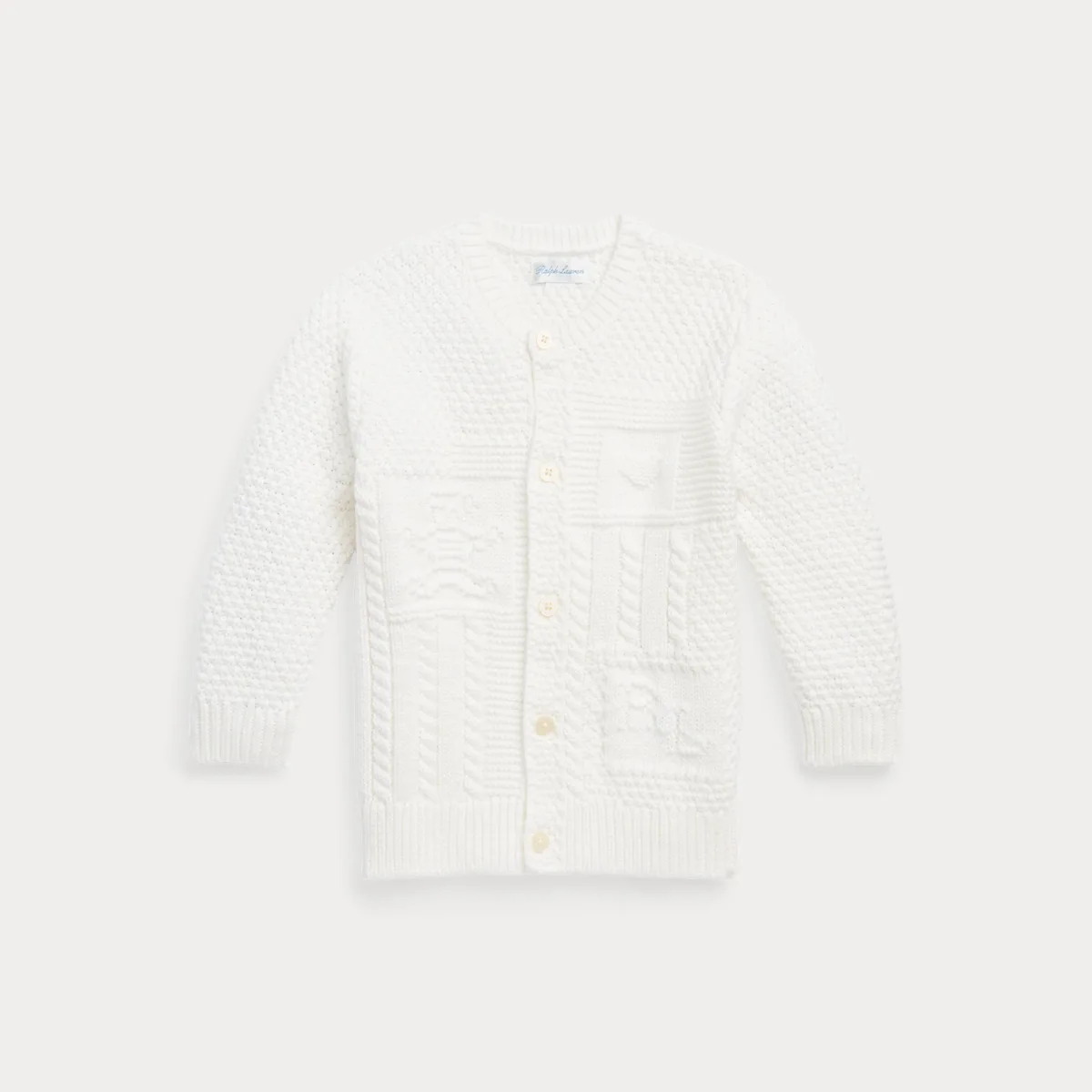 Contrast-Knit Cotton Cardigan by Ralph Lauren