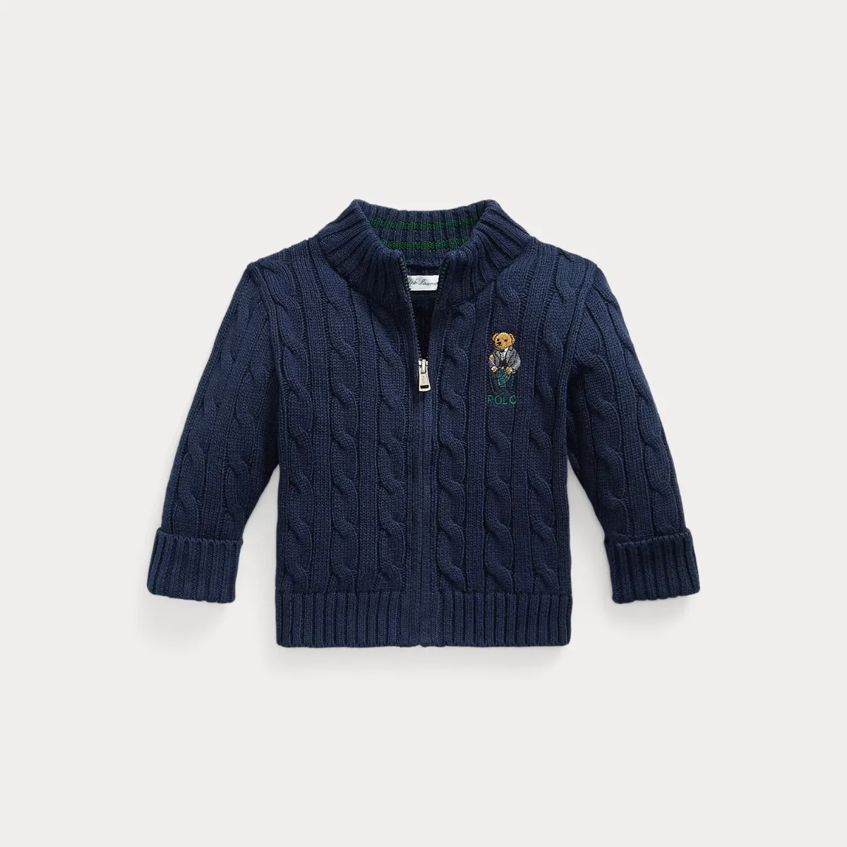 Polo Bear Cable Cotton Full-Zip Sweater by Ralph Lauren