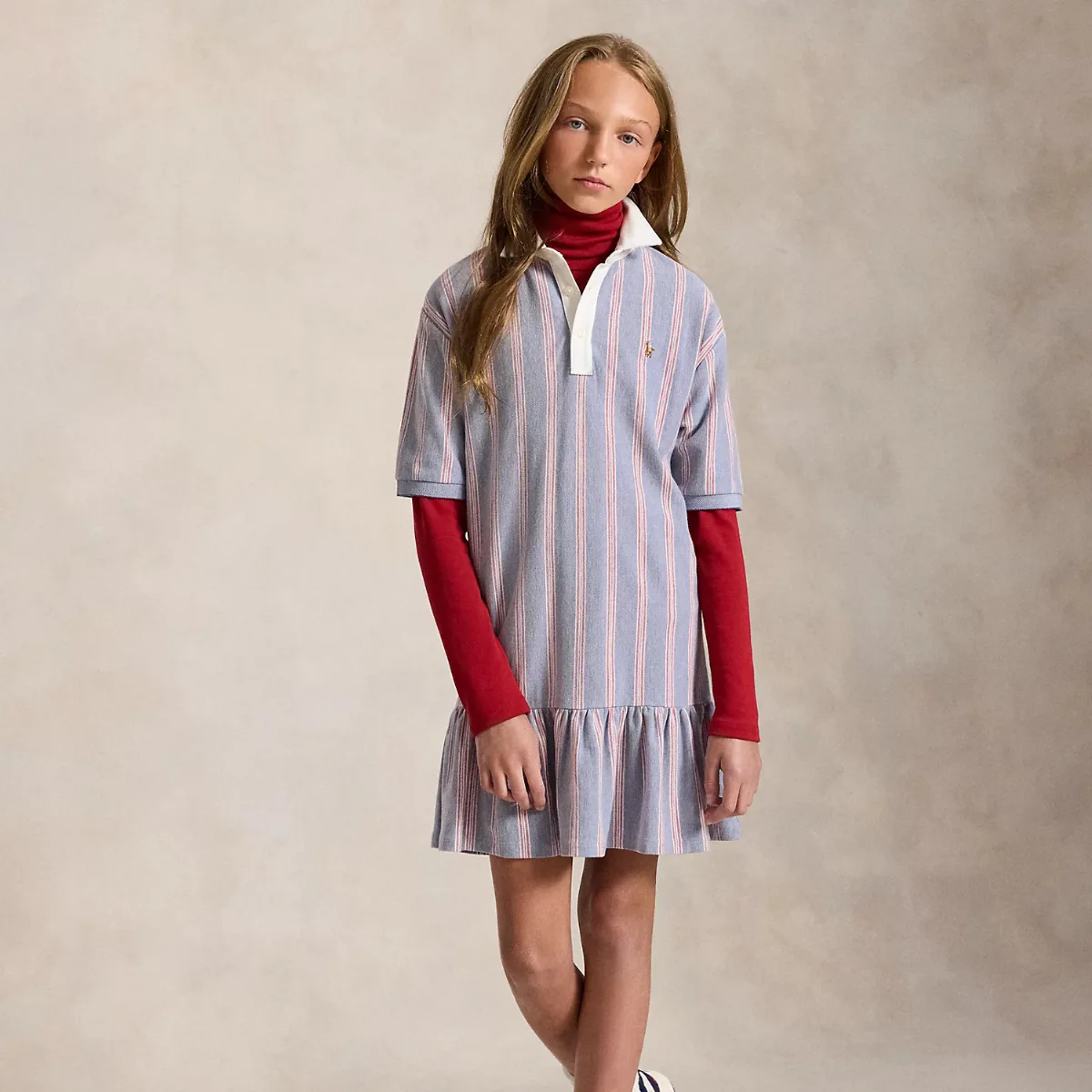 Striped Cotton Mesh Polo Dress by Ralph Lauren