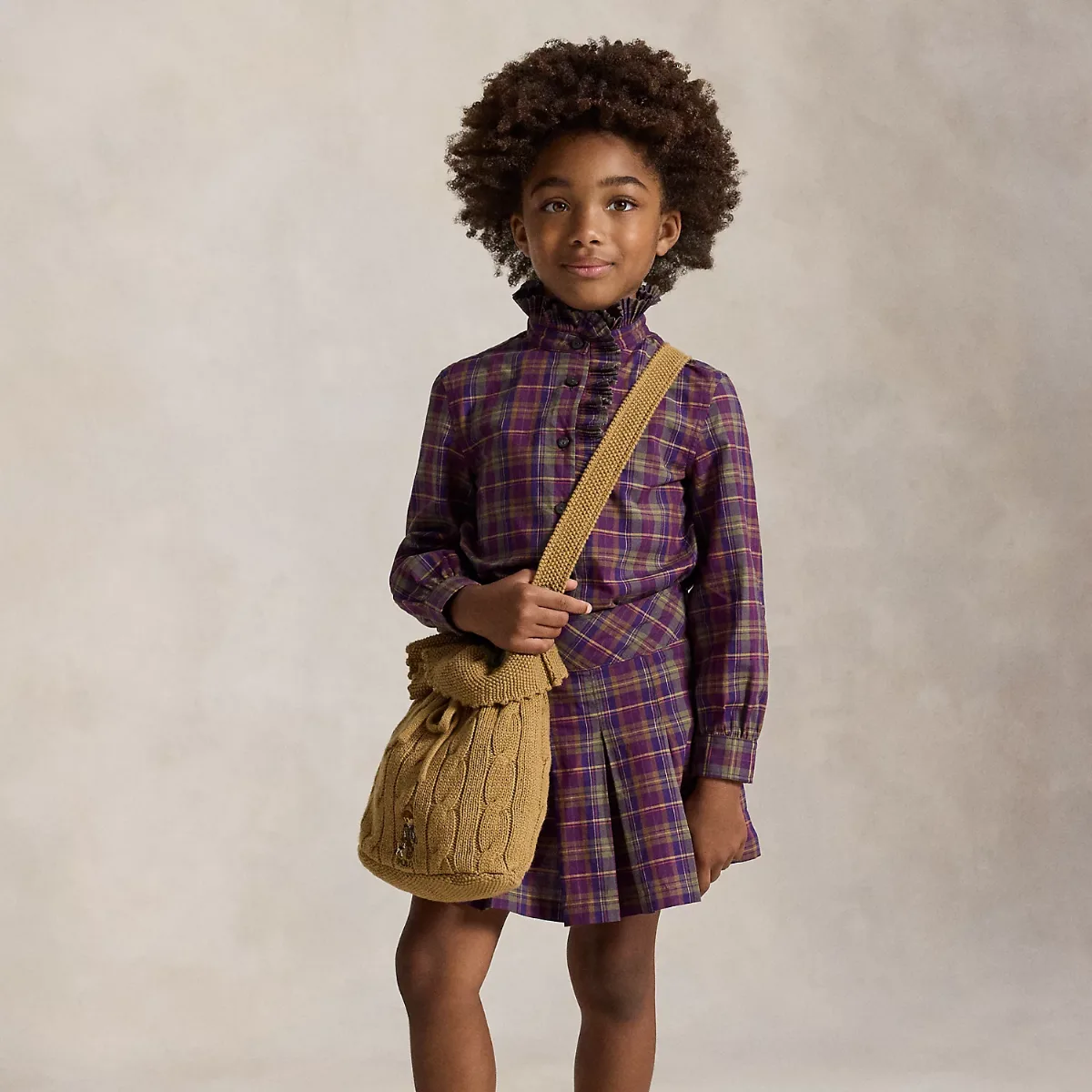 Ruffle-Trim Plaid Cotton Poplin Shirt by Ralph Lauren
