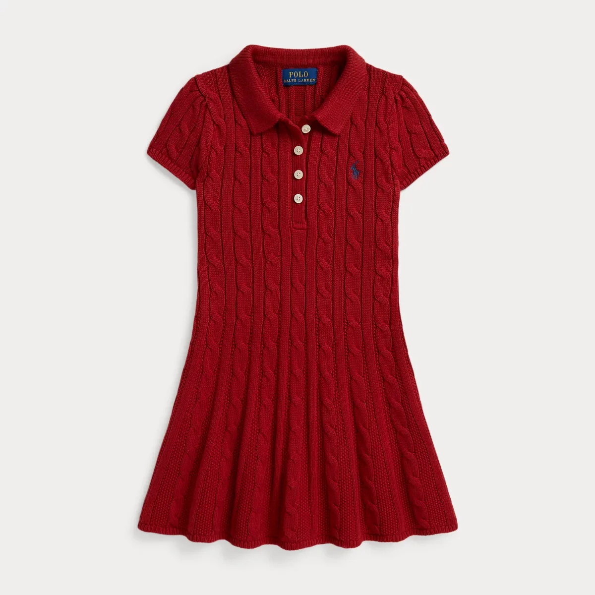 Cable-Knit Cotton Polo Sweater Dress by Ralph Lauren