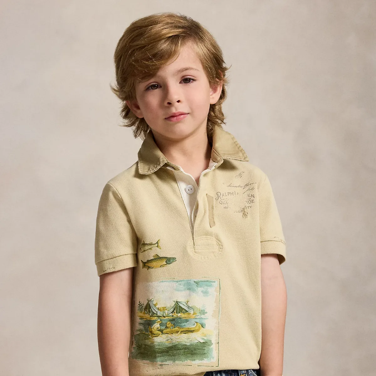 Scenic-Print Mesh Rugby Shirt by Ralph Lauren