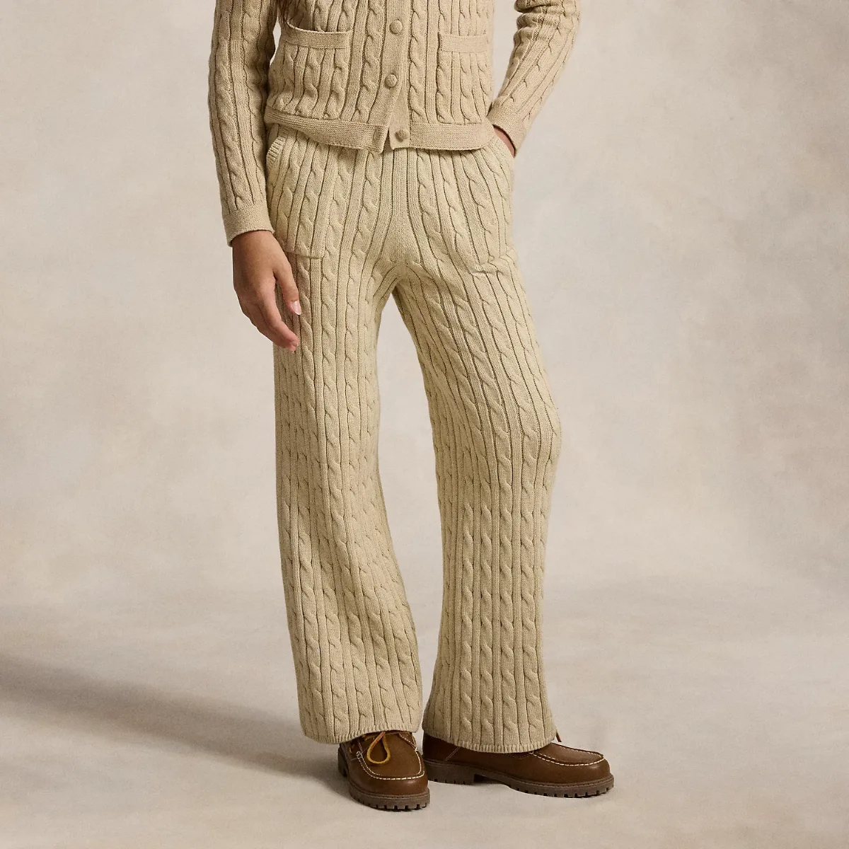 Cable-Knit Cotton Wide-Leg Sweater Pant by Ralph Lauren