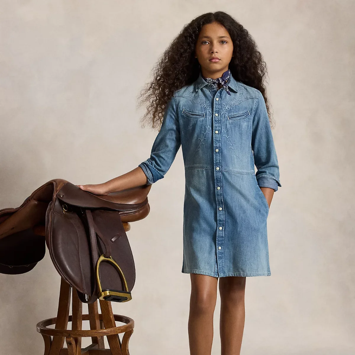 Indigo Denim Western Shirtdress by Ralph Lauren
