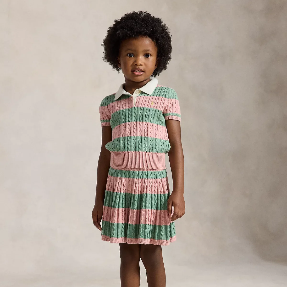 Striped Cable Cotton Sweater & Skirt by Ralph Lauren