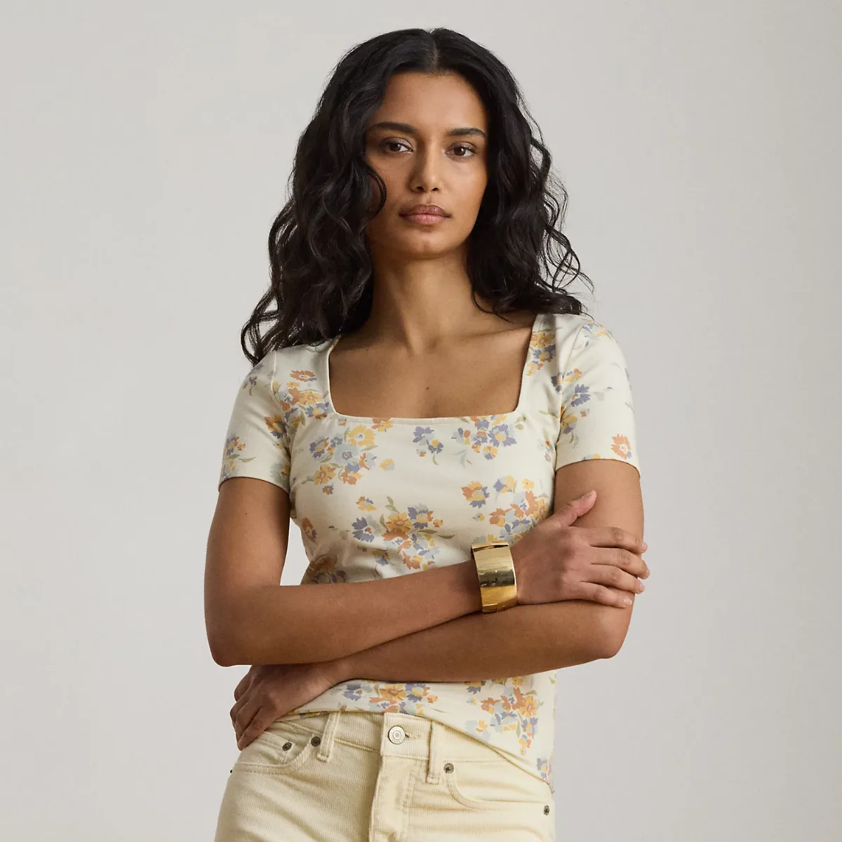 Floral Cotton Jersey Square-Neck Top by Ralph Lauren
