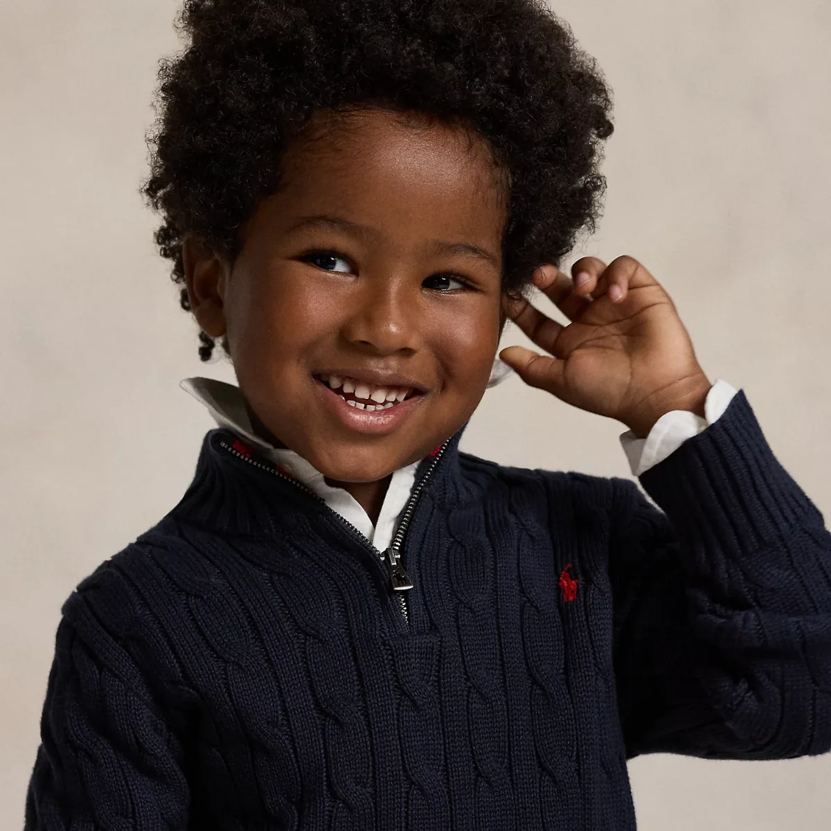 Cable-Knit Cotton Quarter-Zip Sweater by Ralph Lauren