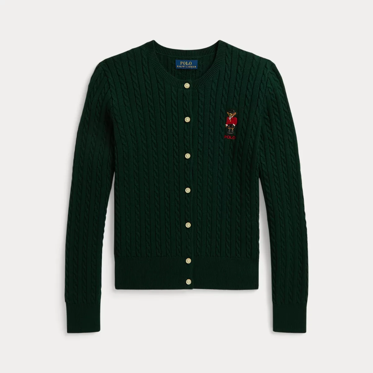 Polo Bear Mini-Cable Cotton Cardigan by Ralph Lauren