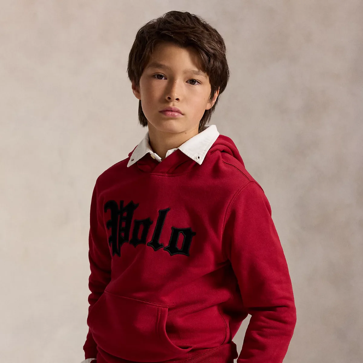 Velvet-Logo Fleece Hoodie by Ralph Lauren