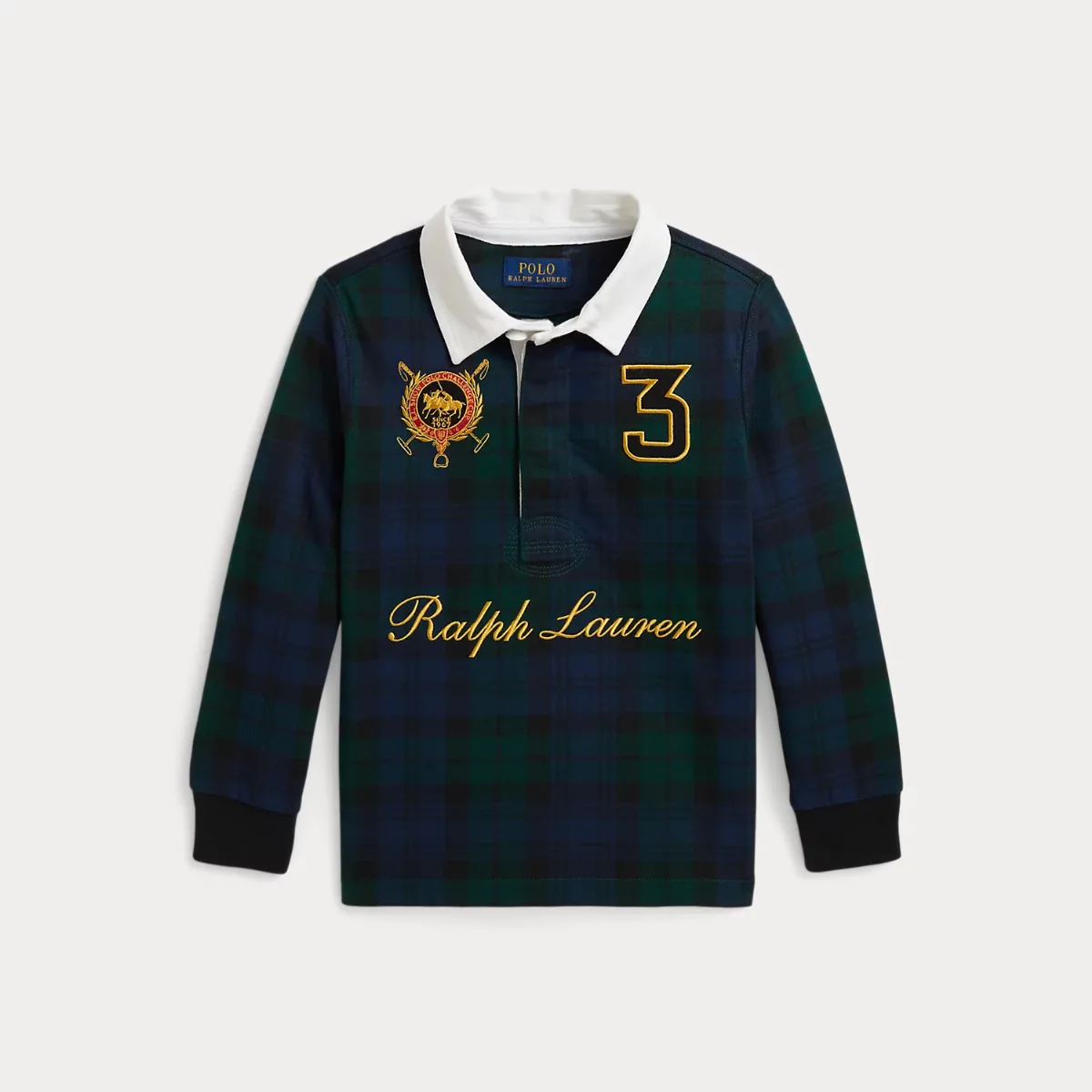 Double-Pony Plaid Cotton Rugby Shirt by Ralph Lauren