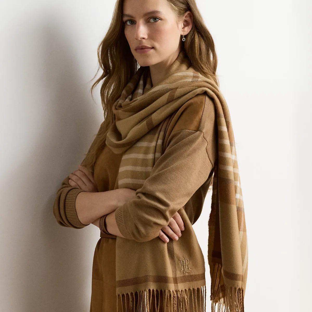 Plaid Fringe-Trim Scarf by Ralph Lauren