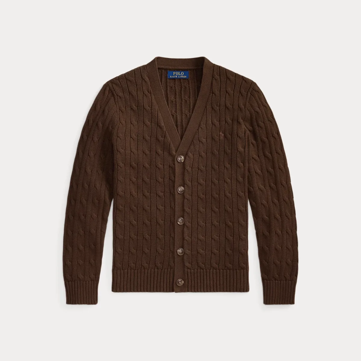 Cable-Knit Cotton V-Neck Cardigan by Ralph Lauren