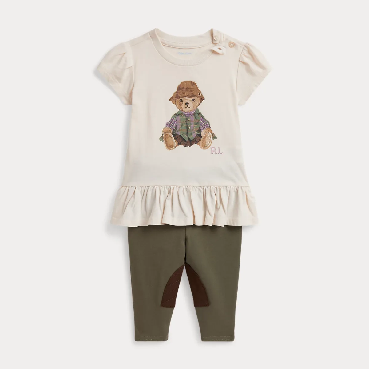 Polo Bear Jersey Peplum Tee & Legging by Ralph Lauren