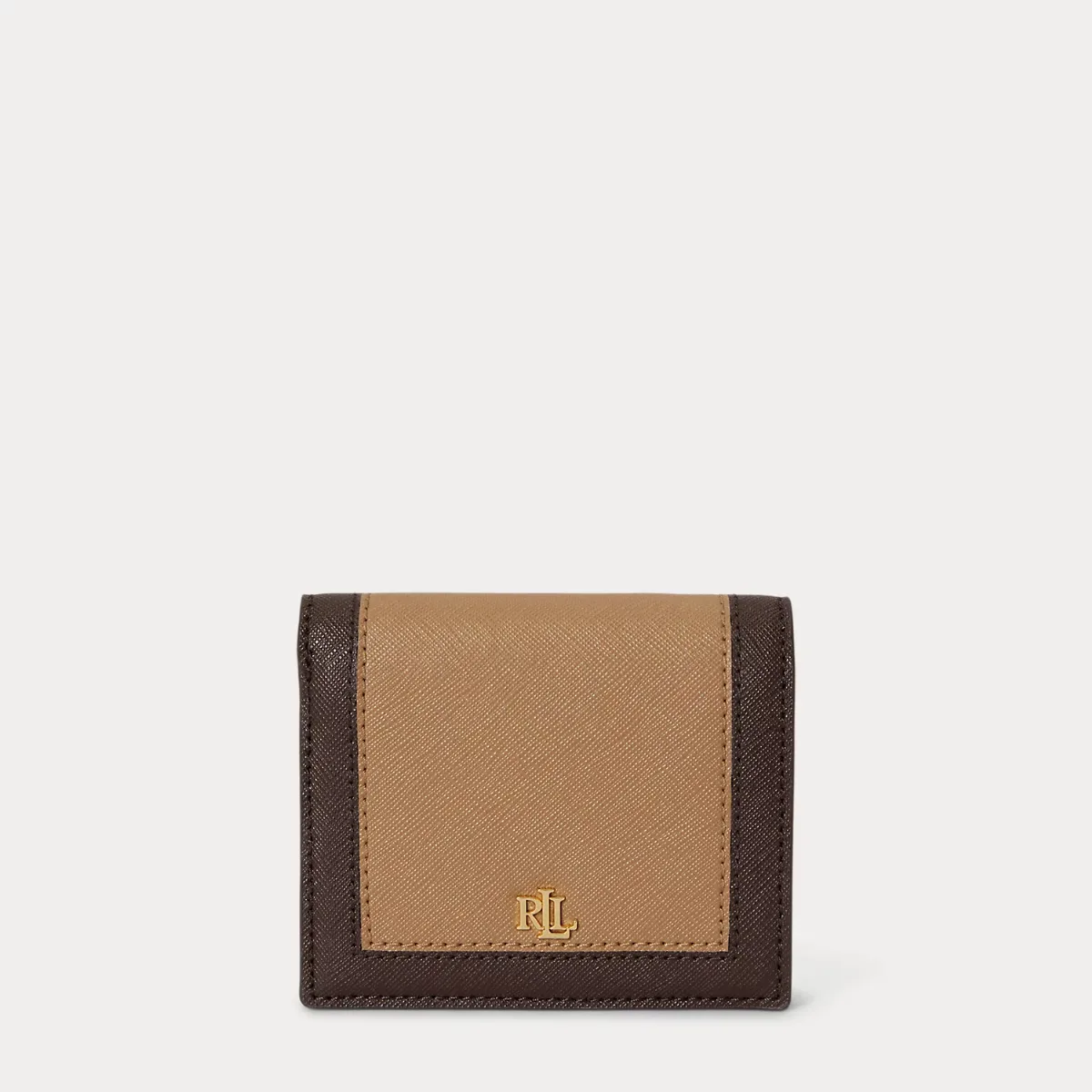 Color-Blocked Leather Compact Wallet by Ralph Lauren
