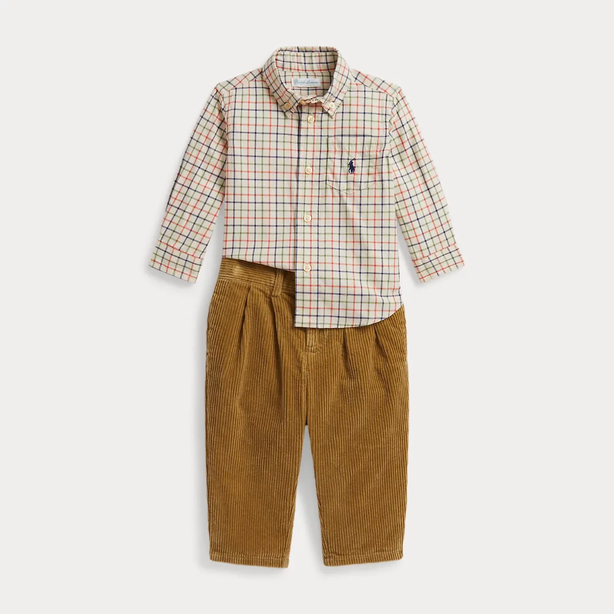 Tattersall Cotton Shirt & Corduroy Pant by Ralph Lauren