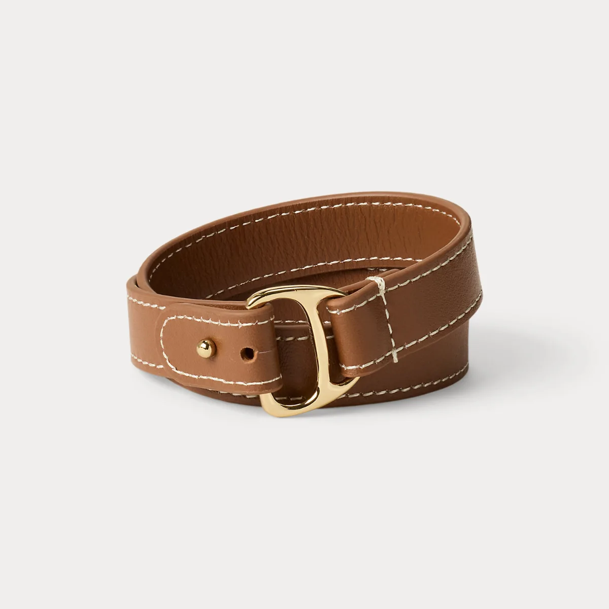 Gold-Plated D-Ring Leather Wrap Bracelet by Ralph Lauren