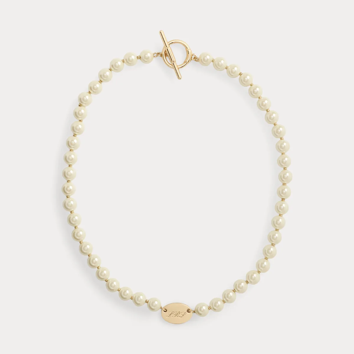 Gold-Plated Logo & Faux-Pearl Necklace by Ralph Lauren