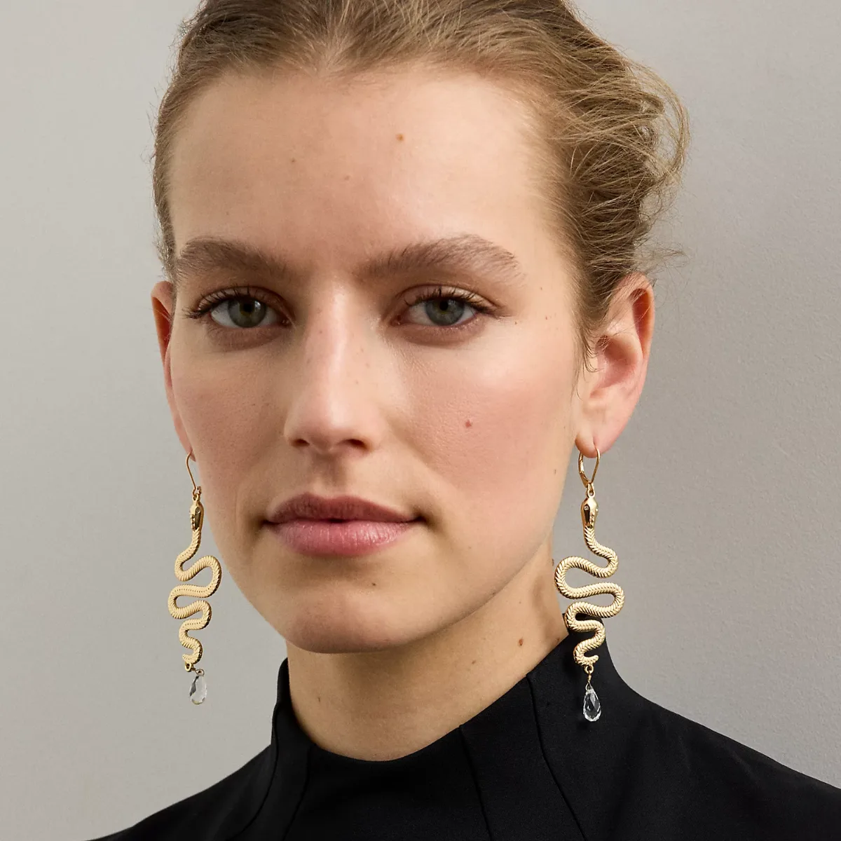 Pavé Gold-Plated Stone Snake Earrings by Ralph Lauren