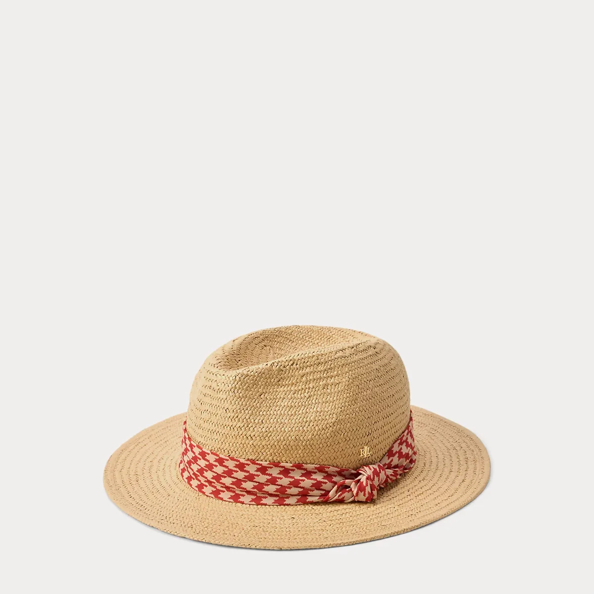 Houndstooth-Band Straw Hat by Ralph Lauren