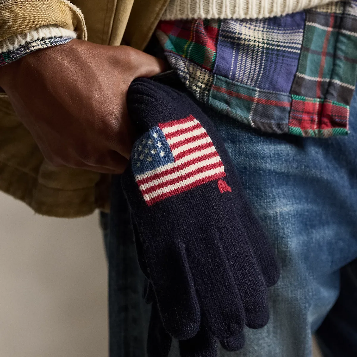 Flag-Intarsia Wool-Blend Touch Gloves by Ralph Lauren