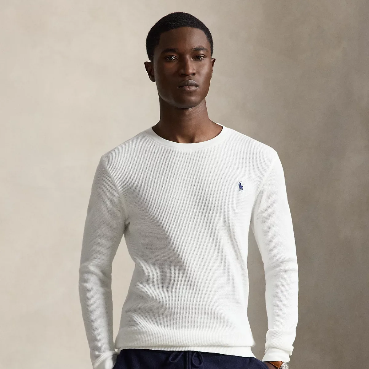 Waffle-Knit Cotton Crewneck by Ralph Lauren