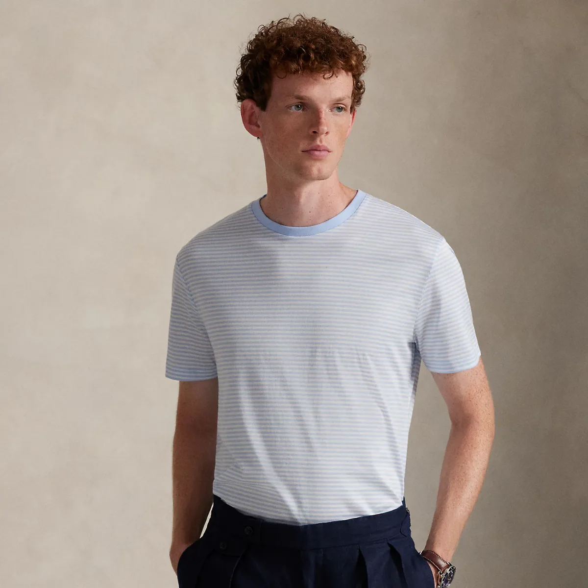 Standard Fit Striped Lisle T-Shirt by Ralph Lauren