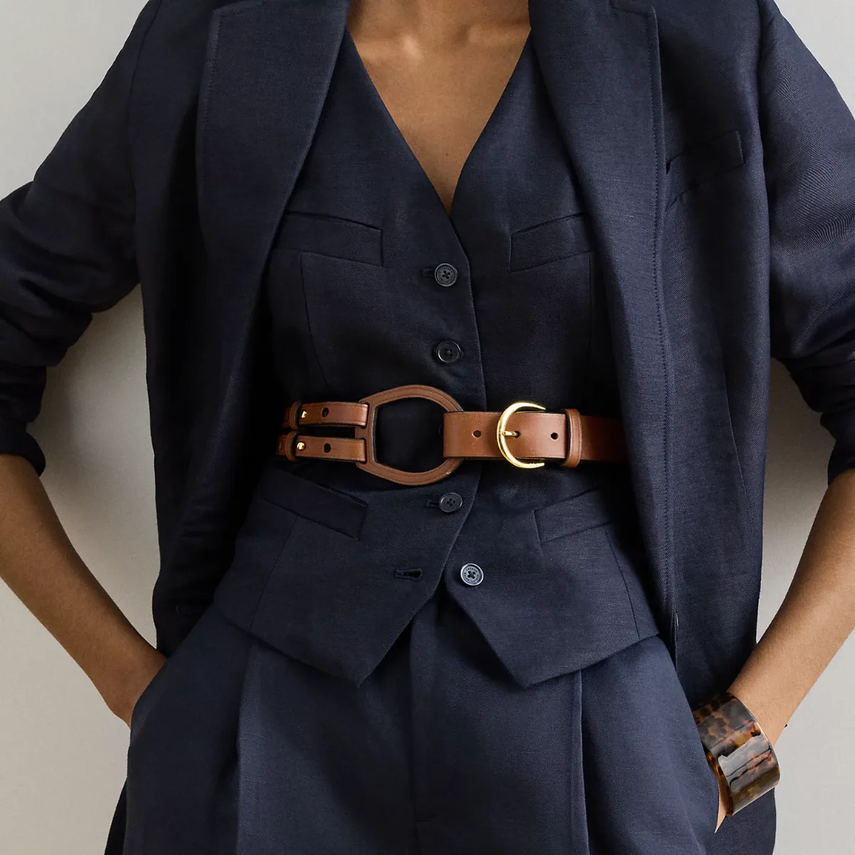 Tri-Strap Leather Belt by Ralph Lauren