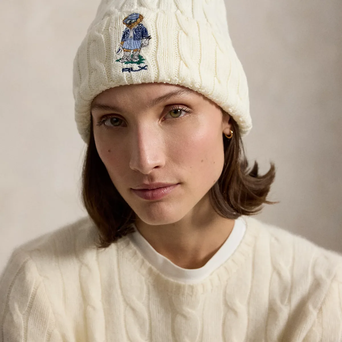 Golf Polo Bear Cable-Knit Beanie by Ralph Lauren