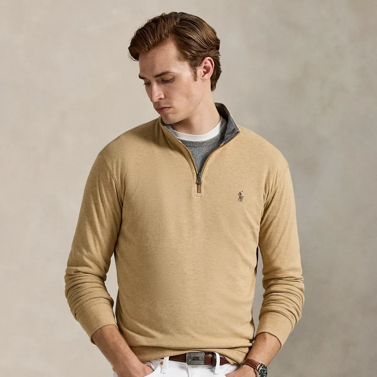 Luxury Jersey Quarter-Zip Pullover by Ralph Lauren