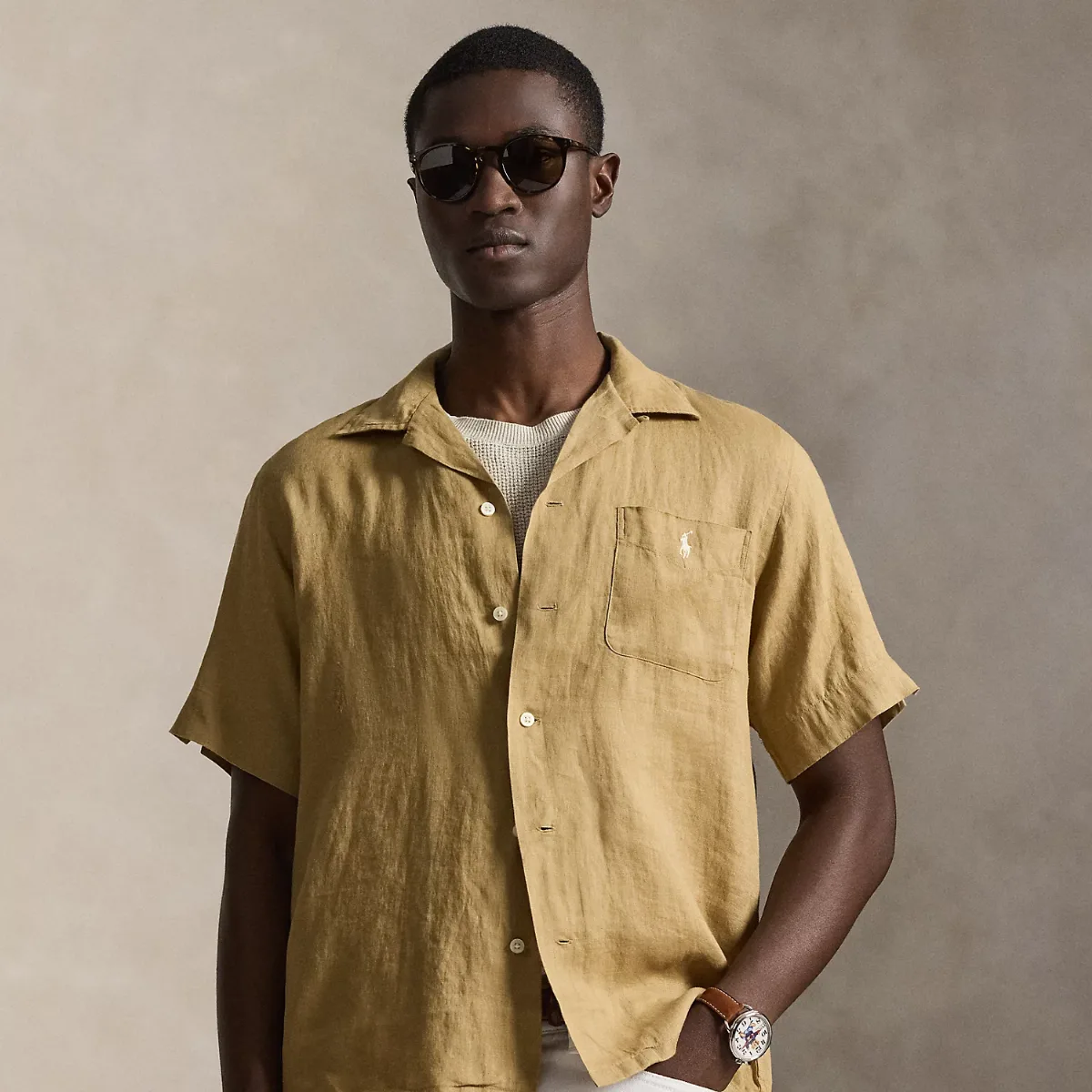 Classic Fit Linen Camp Shirt